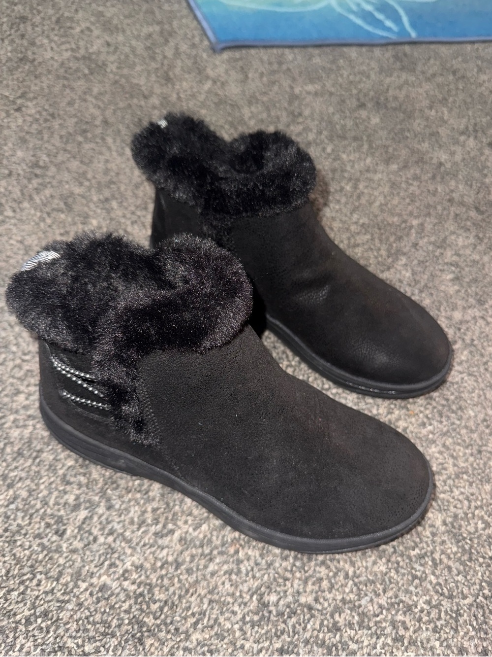 Women's Clarks Black Faux Fur Lined Ankle Boots